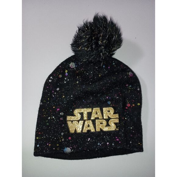 STAR WARS: Black Sparkle Knitted Beanie with Pom, One Size - Picture 2 of 4
